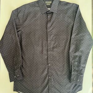 Black Label by Ruffini Italian Black Polka Dot Dress Shirt